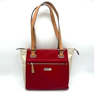 Stone Mountain double Handle Leather bag Red Bone Natural